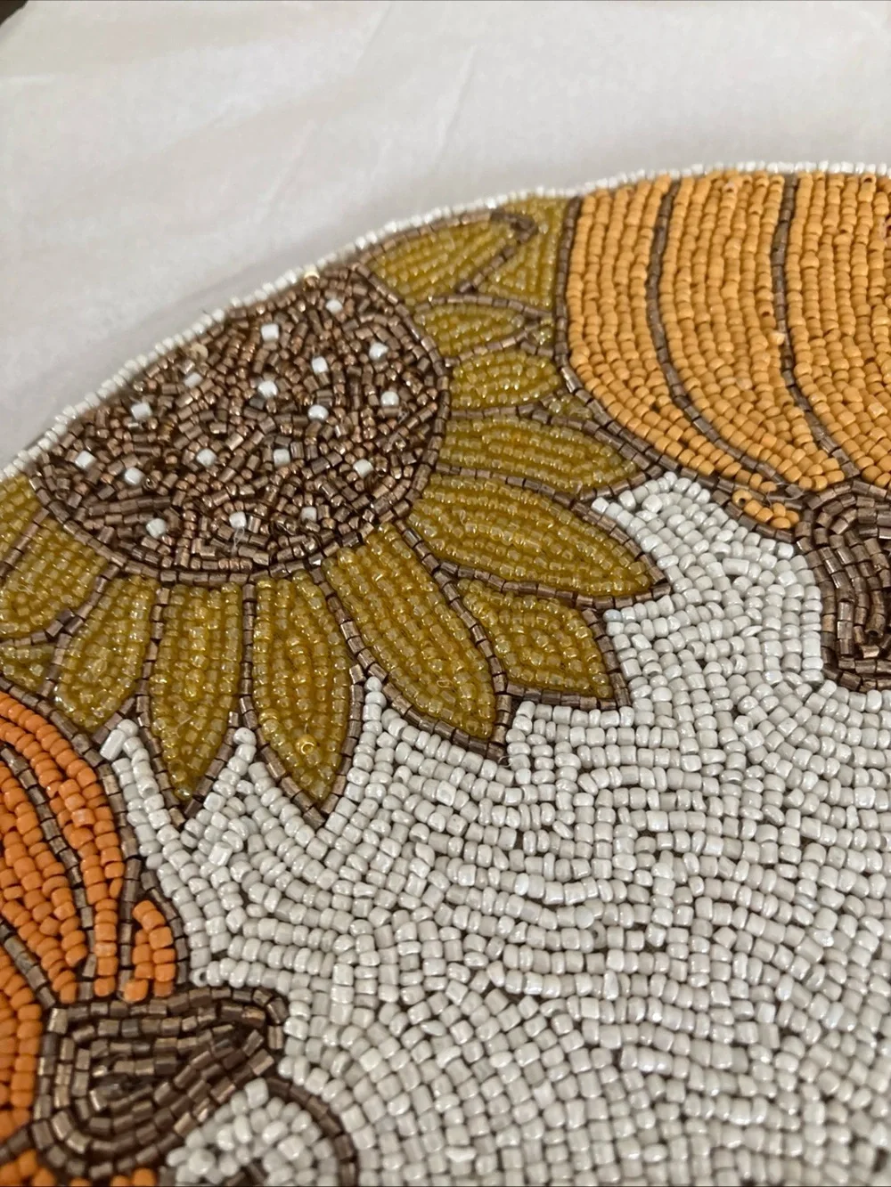 Beaded Pumpkin & Sunflower Table Accent - Orange